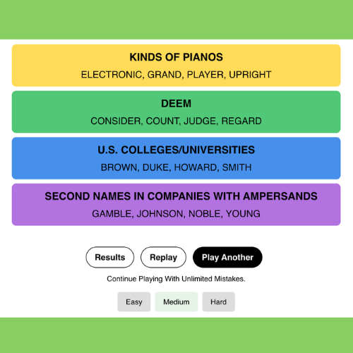 After determining the common theme and choosing those four terms that fit well, you can choose.